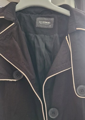 46 Beden Kadın Siyah Pilili Uzun Trench Coat