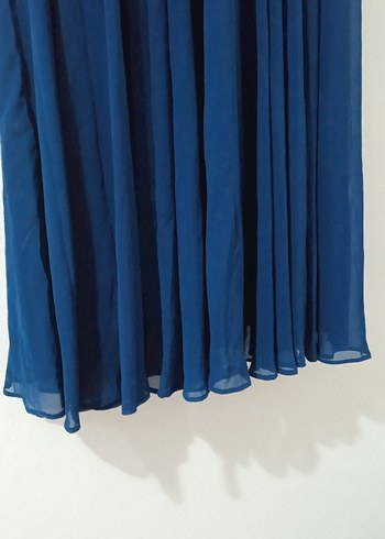 Boncuk işlemeli kahverengi tesettur abiye elbise - Görsel 7