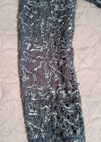 Boncuk işlemeli kahverengi tesettur abiye elbise - Görsel 4