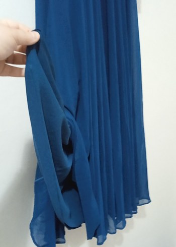 Boncuk işlemeli kahverengi tesettur abiye elbise - Görsel 11