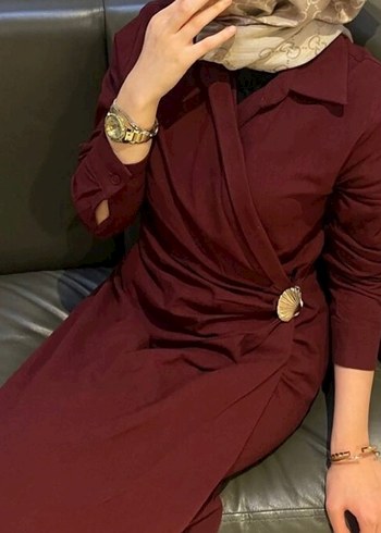 Zara Bordo Uzun Kol Drapeli Uzun Elbise