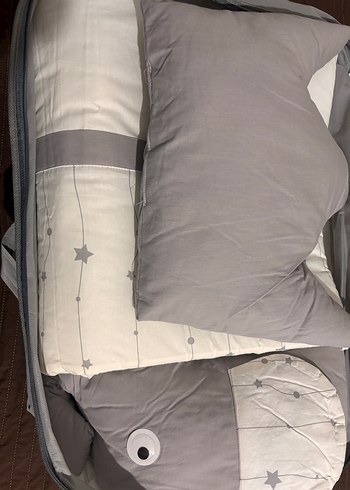 Gri Nakışlı Pamuk Bebek Uyku Seti - Görsel 4