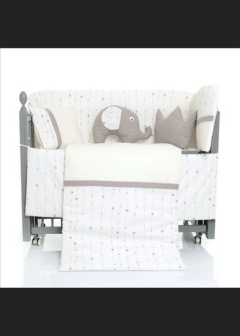 Gri Nakışlı Pamuk Bebek Uyku Seti - Görsel 2