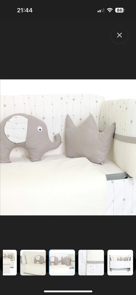 Gri Nakışlı Pamuk Bebek Uyku Seti - Görsel 3