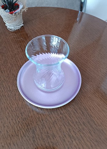 Paşabahçe Mor Pastel Tabaklı Cam Çay Bardağı