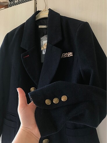 Leopar detaylı ceket-kaban