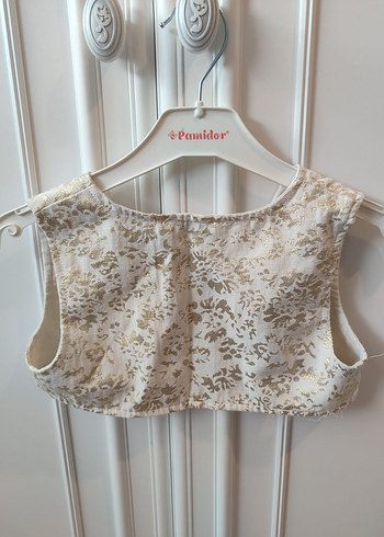 Kız Çocuk Krem Yaldızlı Kolsuz Bolero 4 yaş - Görsel 2