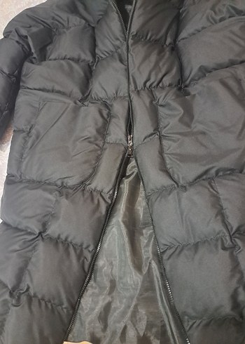 Siyah Uzun Kadın oversize Mont - Görsel 4