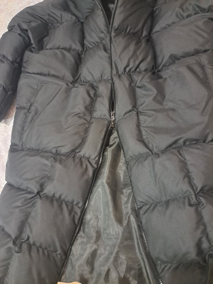 Siyah Uzun Kadın oversize  Mont - Görsel 4