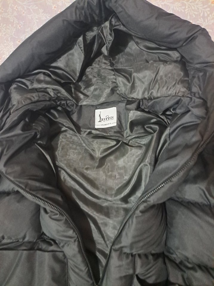 Siyah Uzun Kadın oversize  Mont - Görsel 2