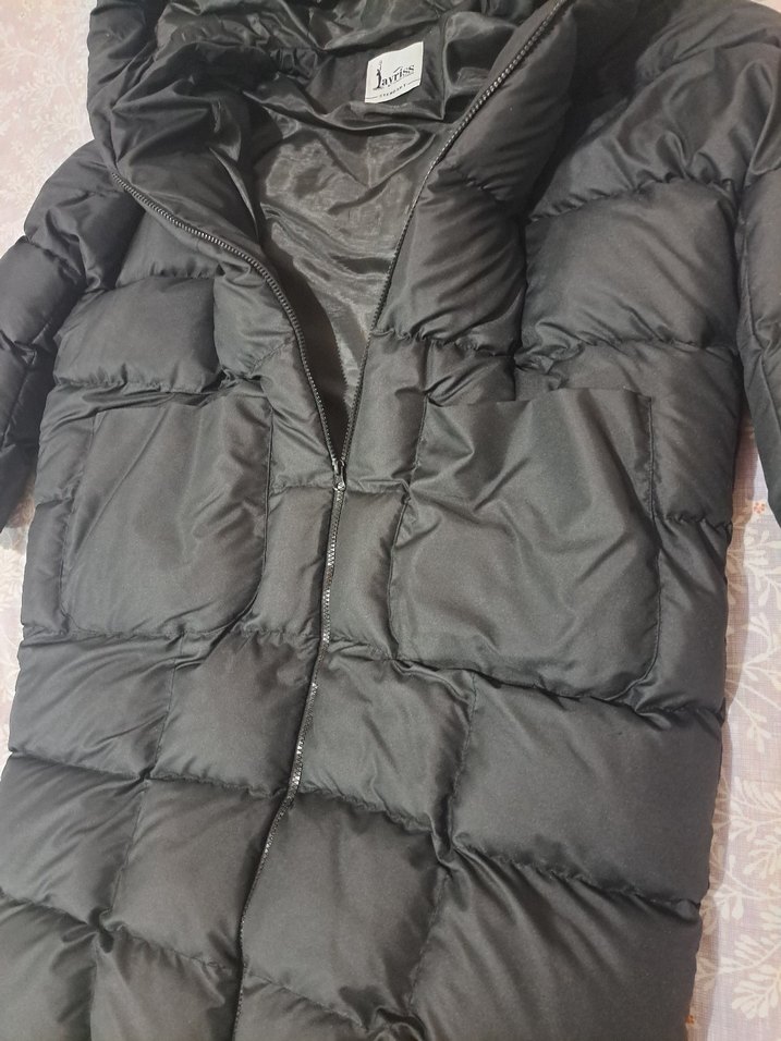 Siyah Uzun Kadın oversize  Mont - Görsel 3