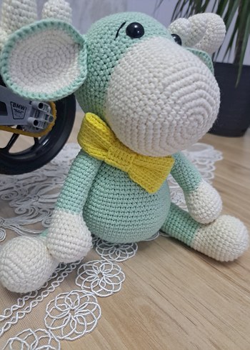 Pastel Gri Örgü Oyuncak Geyik - Görsel 2