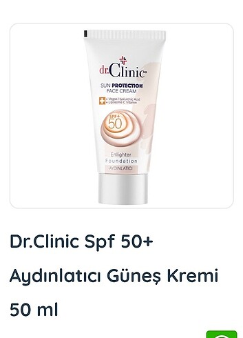 Diğer Dr.Clinic Spf 50+ Aydınlatıcı Güneş Kremi 50 ml