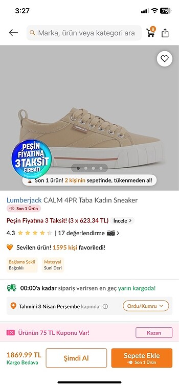 38 Beden lümberjack bayan spor ayakkabı