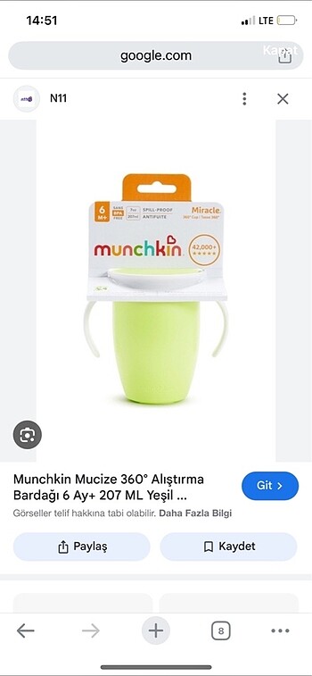 Munchkin alıştırma bardağı