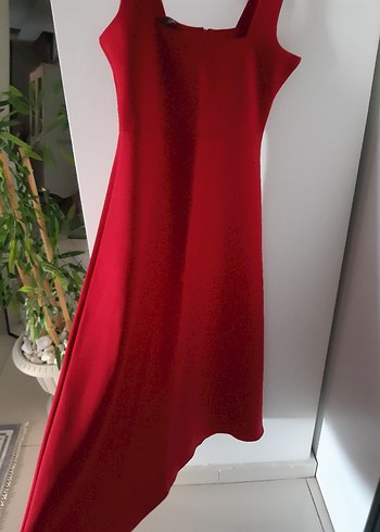 Kırmızı Midi Elbise - Görsel 5