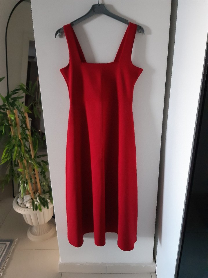 Kırmızı Midi Elbise - Görsel 2