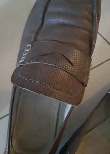 44 Beden kahverengi Renk Gri Deri Erkek Loafer