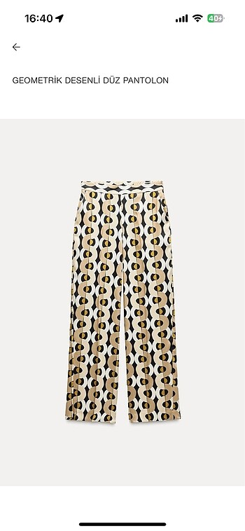 Zara geometrik desenli düz pantolon