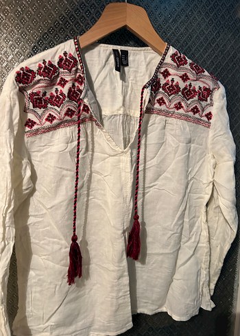 Mango Nakışlı Püsküllü Bohem Uzun Kollu Bluz - Görsel 7