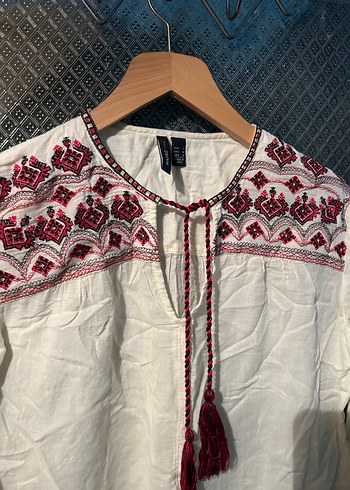 Mango Nakışlı Püsküllü Bohem Uzun Kollu Bluz - Görsel 2