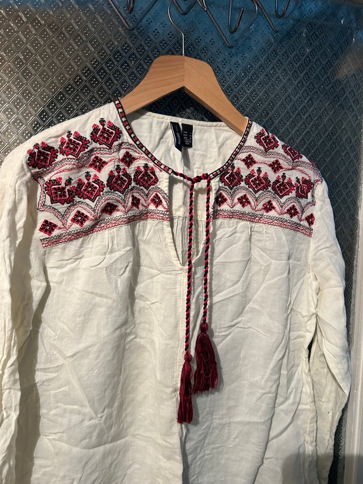 Mango Nakışlı Püsküllü Bohem Uzun Kollu Bluz - Görsel 3