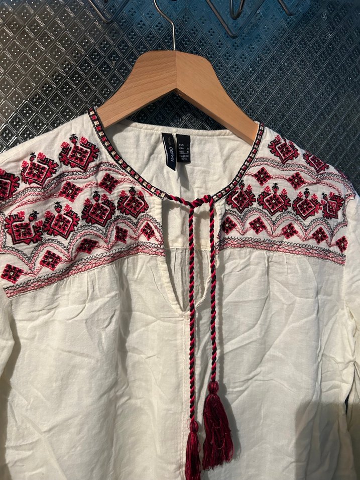 Mango Nakışlı Püsküllü Bohem Uzun Kollu Bluz - Görsel 2