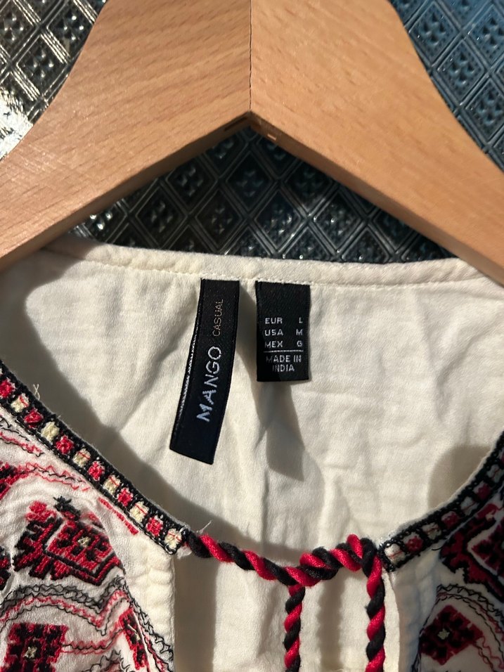 Mango Nakışlı Püsküllü Bohem Uzun Kollu Bluz - Görsel 4