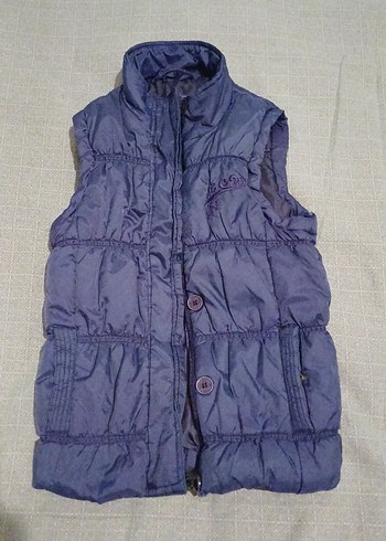 Kız Çocuk Mor Düğmeli Yelek - Görsel 7