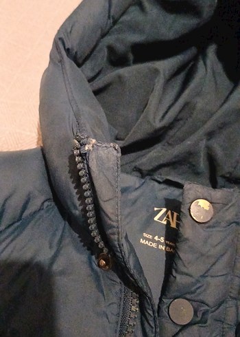 Zara Erkek Çocuk Maviz,hem fermuar hem düğmeli Kapüşonlu Mont. - Görsel 7