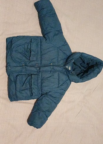 Zara Erkek Çocuk Maviz,hem fermuar hem düğmeli Kapüşonlu Mont. - Görsel 4