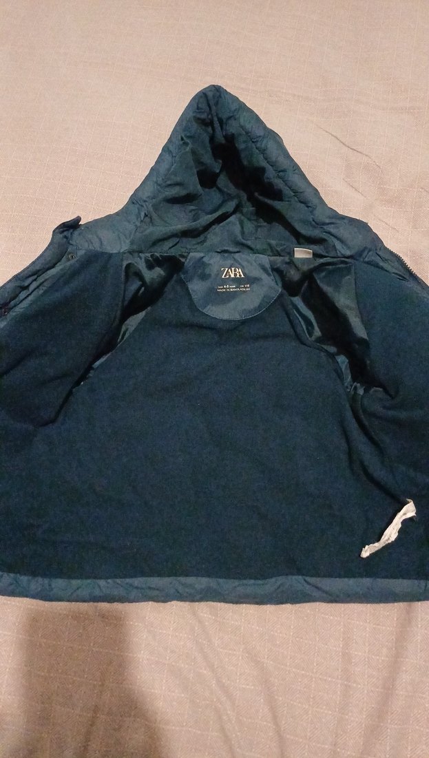 Zara Erkek Çocuk Maviz,hem fermuar hem düğmeli Kapüşonlu Mont. - Görsel 2