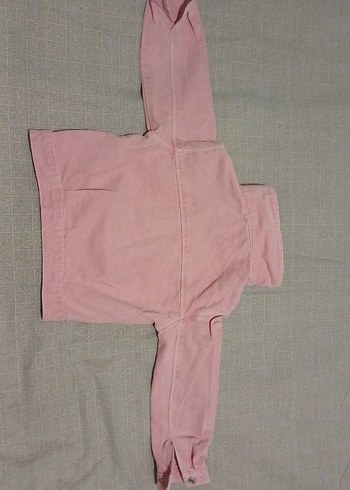 Zara Düğmeli Pembe Kız Denim Ceket - Görsel 5