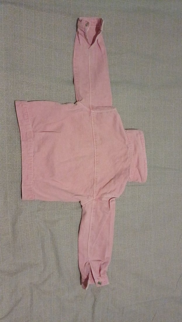 Zara Düğmeli Pembe Kız Denim Ceket - Görsel 5