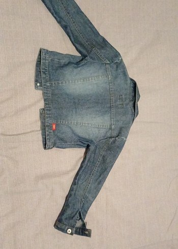Düğmeli mavi kız çocuk Denim Ceket - Görsel 4