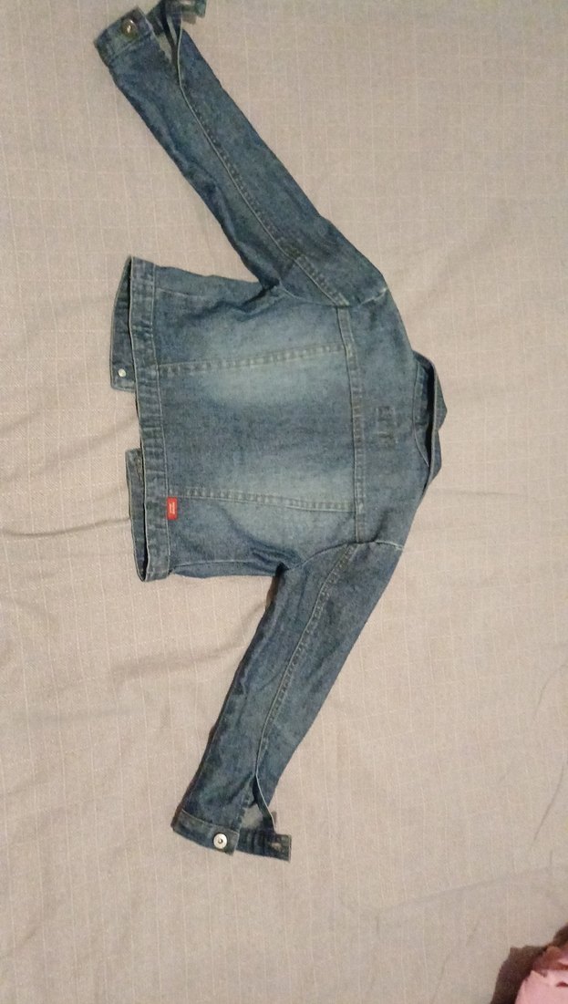 Düğmeli mavi kız çocuk Denim Ceket - Görsel 4