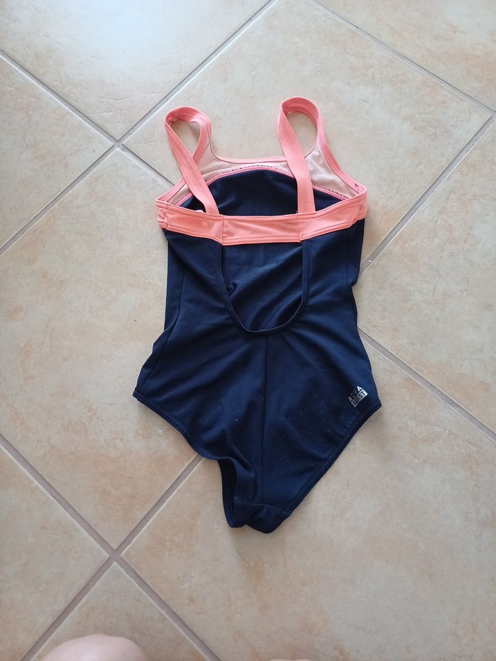 Koyu Mavi ve Pembe İnce Askılı Kız Mayo - Görsel 4