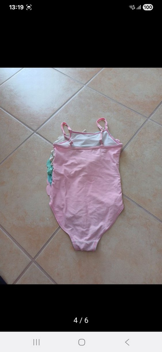 Kız Çocuk Pembe Volanlı Mayo - Görsel 4