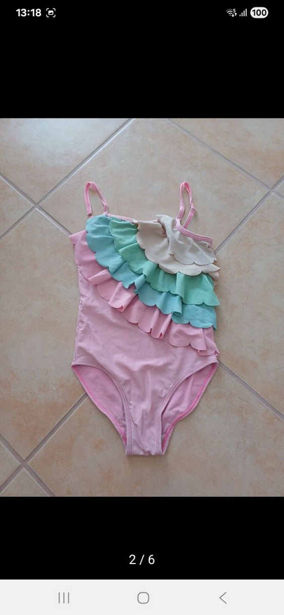 Kız Çocuk Pembe Volanlı Mayo - Görsel 2