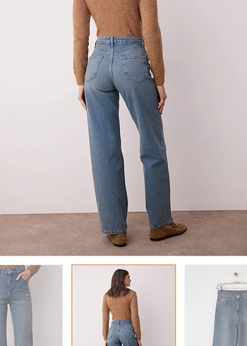 Düz Kesim Mavi Kadın Kot Pantolon - Görsel 3