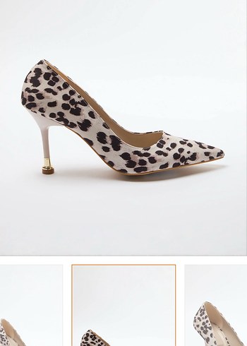 Bej Leopar Desenli Tokalı İnce Topuklu Kadın Ayakkabı - Görsel 4