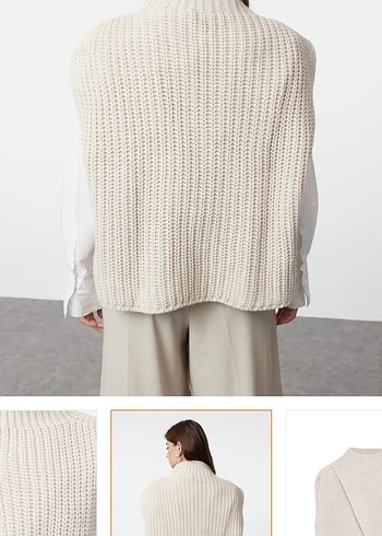 Bej Kadın Örgü Pamuk Süveter - Görsel 4