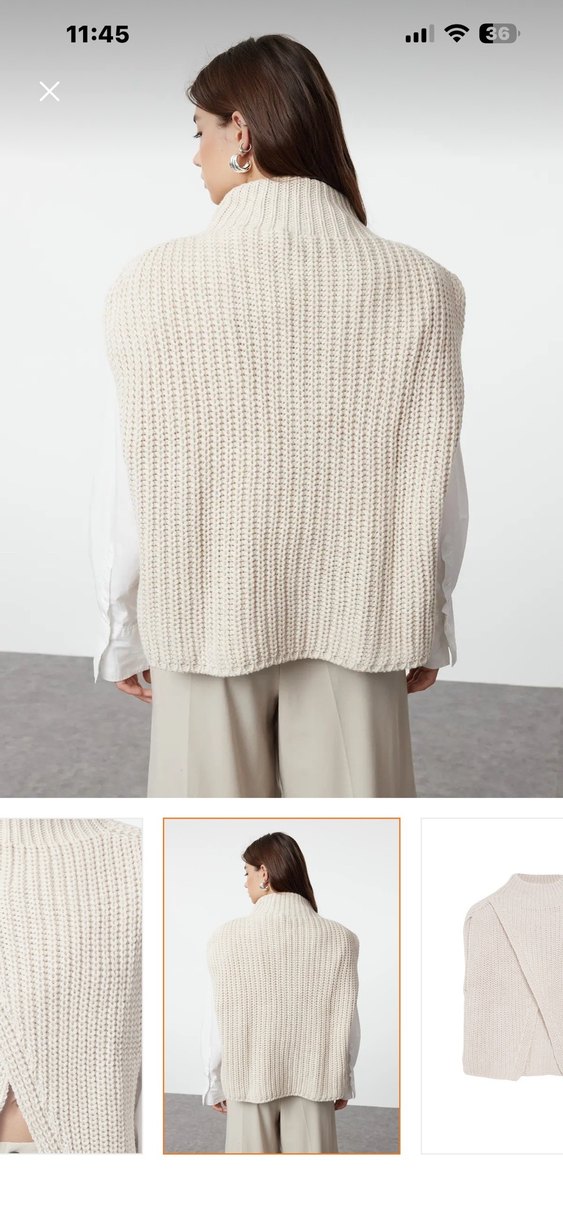 Bej Kadın Örgü Pamuk Süveter - Görsel 4