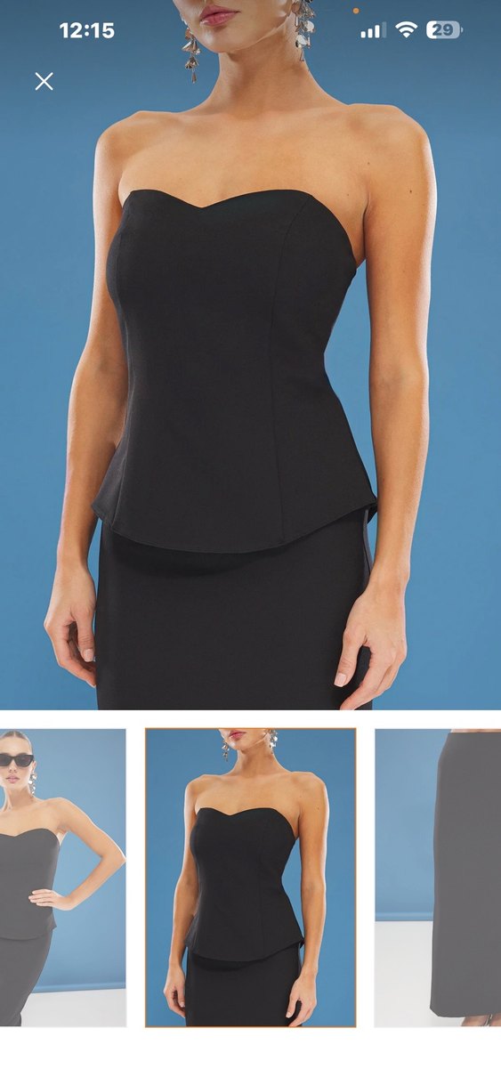 Trendyolmilla Siyah Straplez Uzun Elbise - Görsel 5