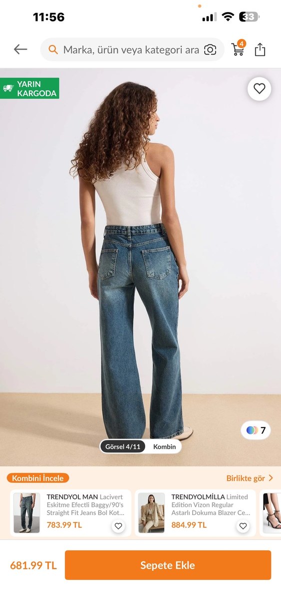 Kadın Mavi Regular Fit Denim Jean - Görsel 2