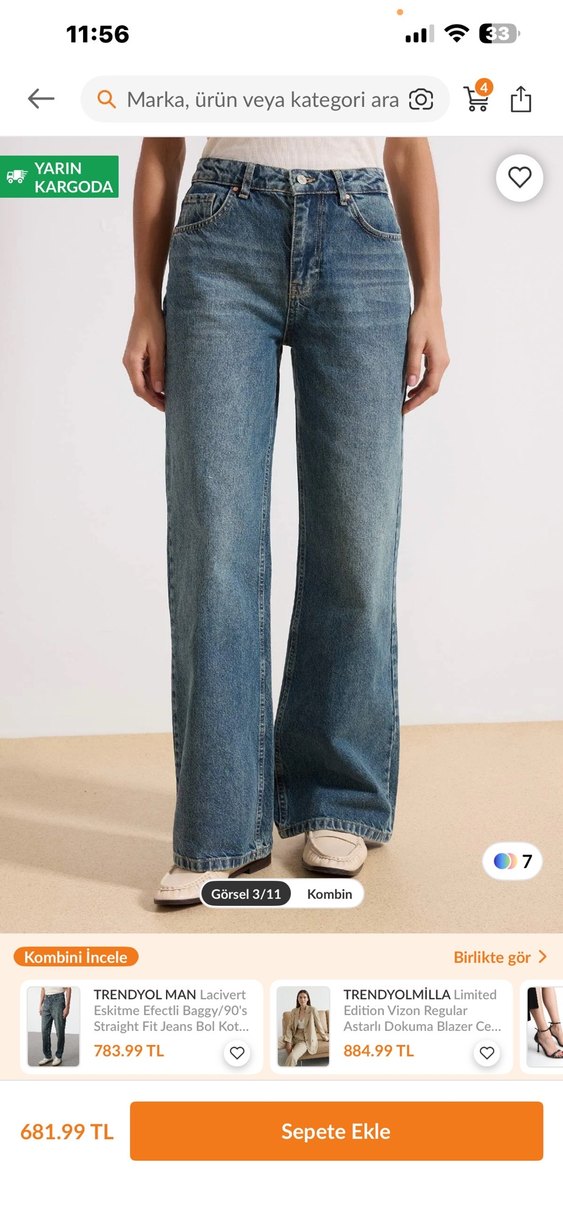 Kadın Mavi Regular Fit Denim Jean - Görsel 3