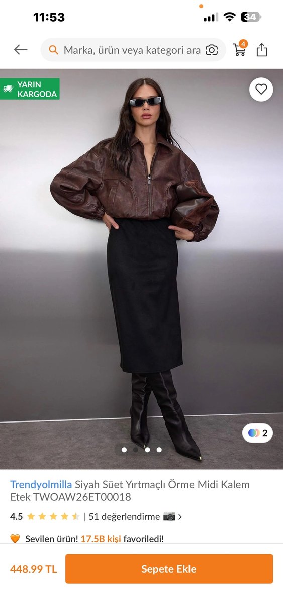 Deri Midi Uzunlukta Kemerli Kadın Etek - Görsel 3