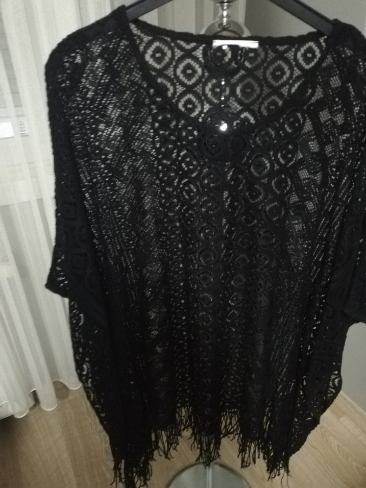 Siyah Dantel Detaylı Bohem Kadın pareo - Görsel 3