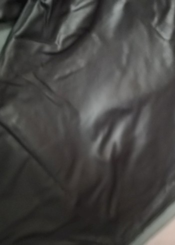 Deri Siyah Kadın Dar Kesim Tayt - Görsel 2