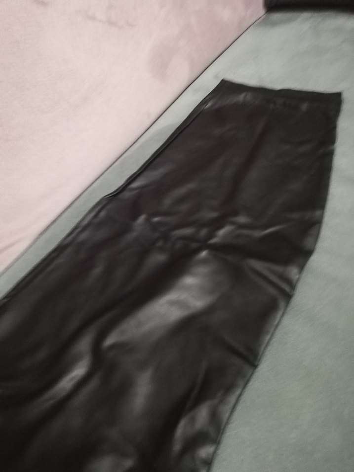 Deri Siyah Kadın Dar Kesim Tayt - Görsel 3